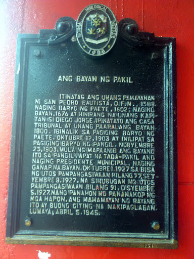 The Town of Pakil historical marker