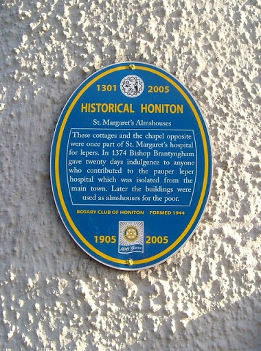 Plaque, St Margaret's Almshouses, Honiton