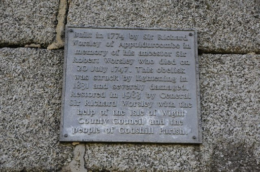 Plaque on Appuldurcombe obelisk