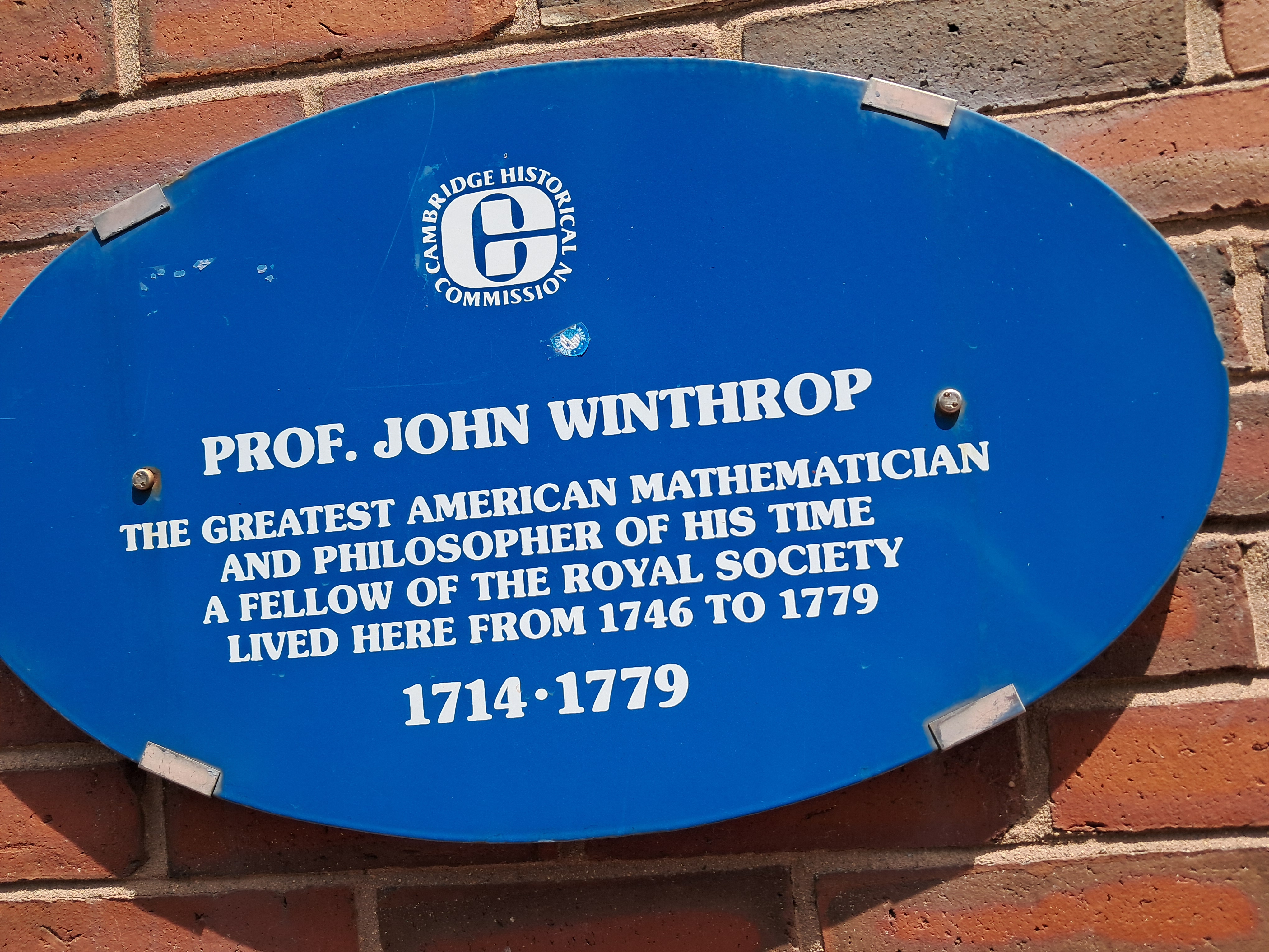 Prof. John WInthrop, Mathematician & Philosopher