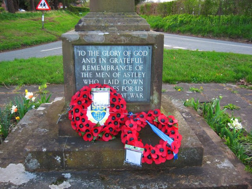 Astley War Memorial - the main dedication plaque, Astley, Worcs