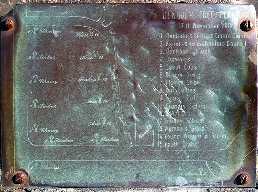 A plaque on a cairn in Denholm