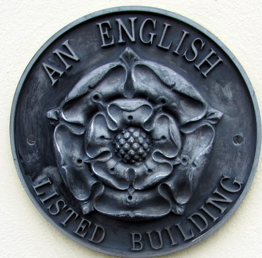 An English Listed Building plaque, Market Place, Shifnal