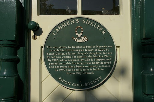 Cabmen's Shelter, Market Place, Ripon, Plaque