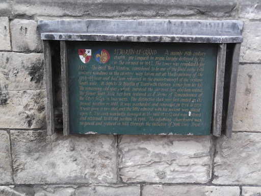 Plaque, St Martin le Grand, Coney Street, York