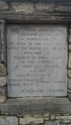 After the Havoc of the War Procured the Building of these Walls of the Cemetery