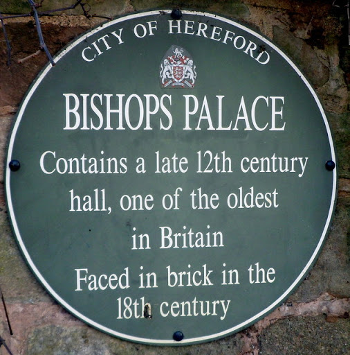 Bishops Palace plaque, Hereford
