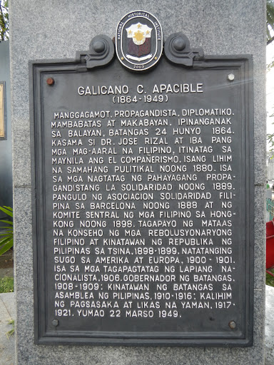 Galicano C. Apacible historical marker