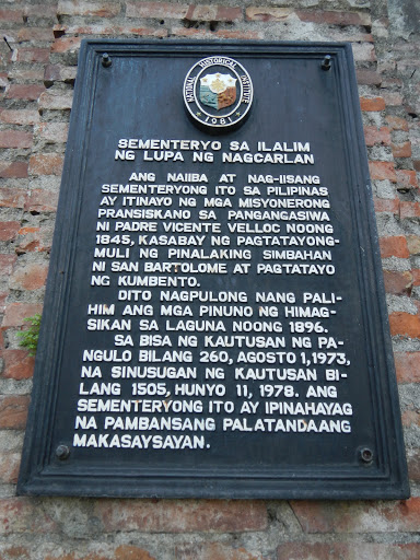 Nagcarlan Underground Cemetery historical marker