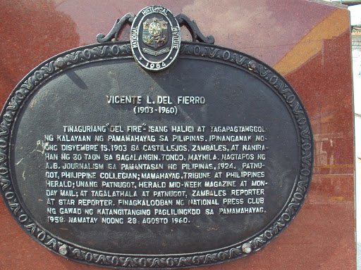 Vicente L. del Fierro historical marker