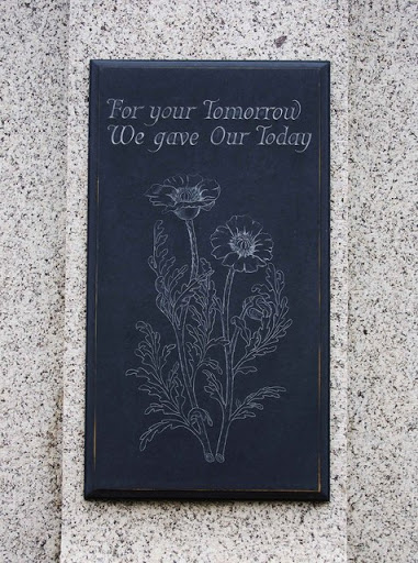Knighton War Memorial (2) - plaque, Brookside Square, Knighton, Powys