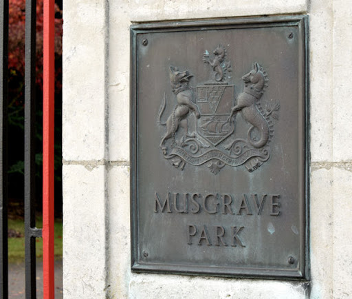 Musgrave Park gate plaque, Belfast (October 2014)