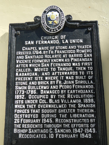 Church of San Fernando, La Union historical marker
