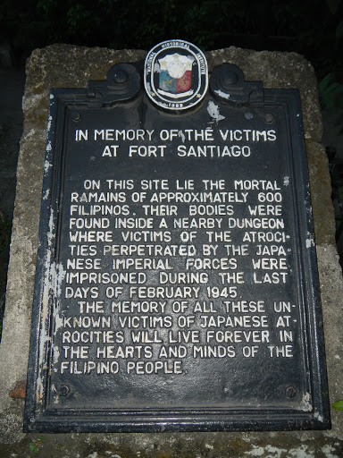In Memory of the Victims at Fort Santiago historical marker