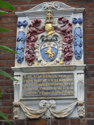 Plaque over the entrance to the Smyth Almshouses