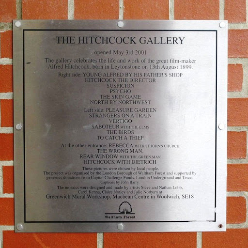 Leytonstone tube station - Hitchcock Gallery plaque