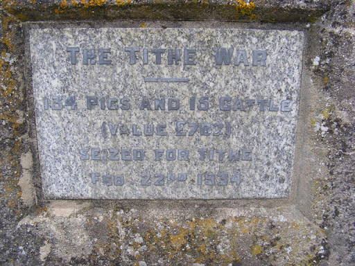 Plaque on the Tithe War Monument