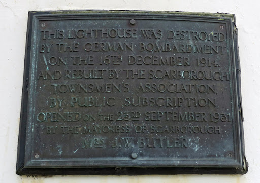 Plaque on the lighthouse, Scarborough