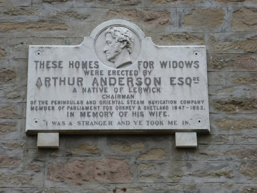 Lerwick: plaque on the Widows Homes