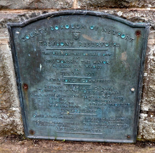 Plaque commemorating the opening of the Talybont Reservoir