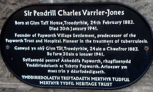 Troedyrhiw plaque marking the birthplace of a pioneer in the treatment of tuberculosis