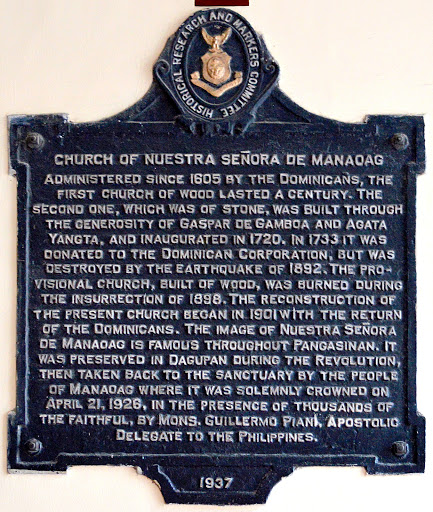 Church of Nuestra Señora de Manaoag historical marker