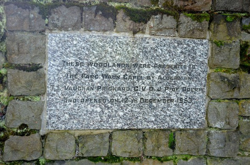 Plaque in Waun Capel woodlands, Rhayader