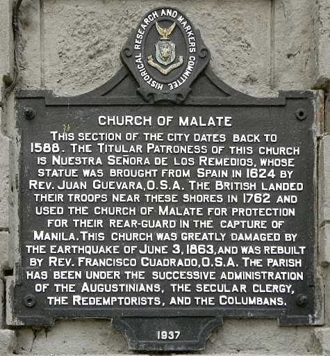 Church of Malate historical marker