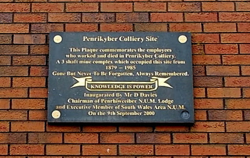 Penrikyber Colliery site plaque in Penrhiwceiber