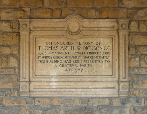Memorial to Thomas Arthur Dickson on Sywell village hall