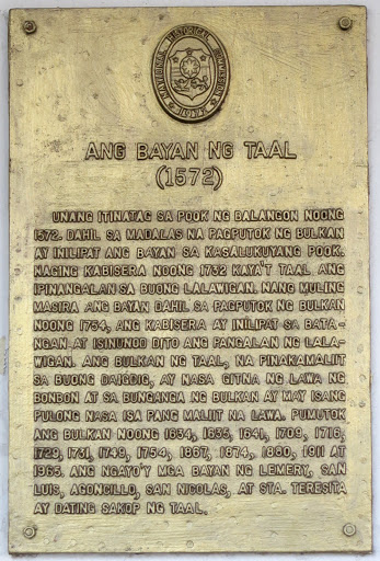The Town of Taal historical marker