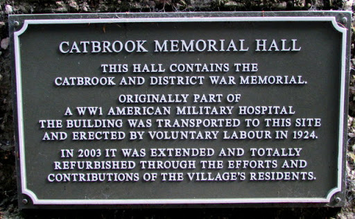 Plaque outside Catbrook Memorial Hall