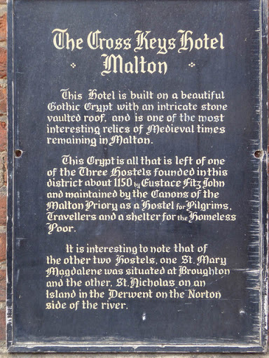 Plaque on Wall of Cross Keys Hotel, Malton, Yorkshire