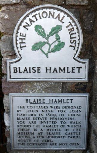 National Trust Plaque at the entrance to Blaise Hamlet, Bristol