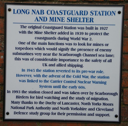 Plaque on Long Nab Coastguard Station