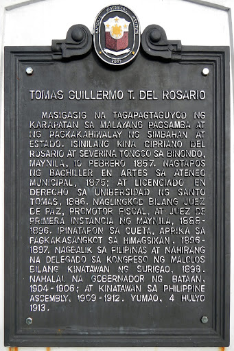 Tomas Guillermo T. del Rosario historical marker
