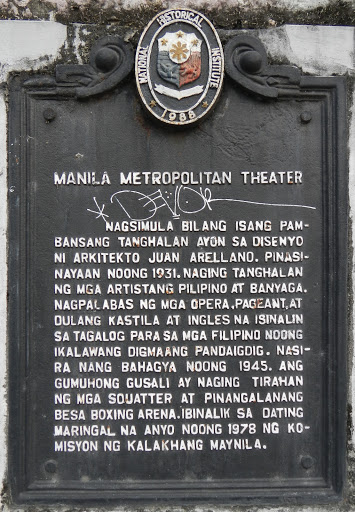 Manila Metropolitan Theater historical marker