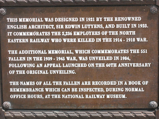 Plaque for the NER war memorial