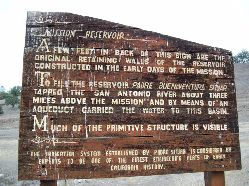 Mission Reservoir informational sign at Mission San Antonio de Padua, CA
