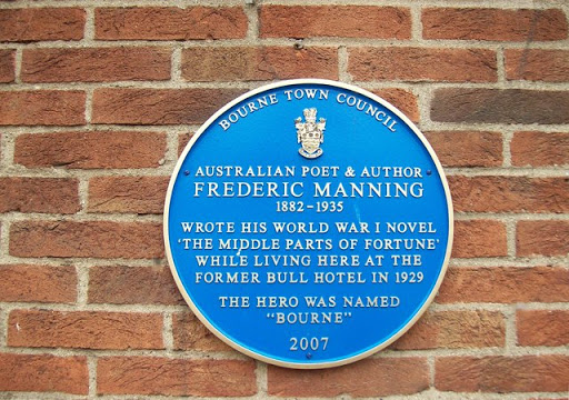 WW1 authors plaque at Bourne, Lincolnshire
