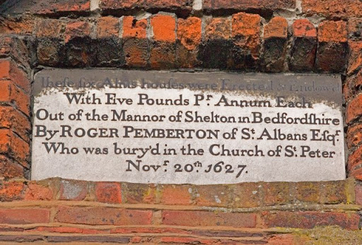 Plaque on gateway, The Pemberton Almshouses