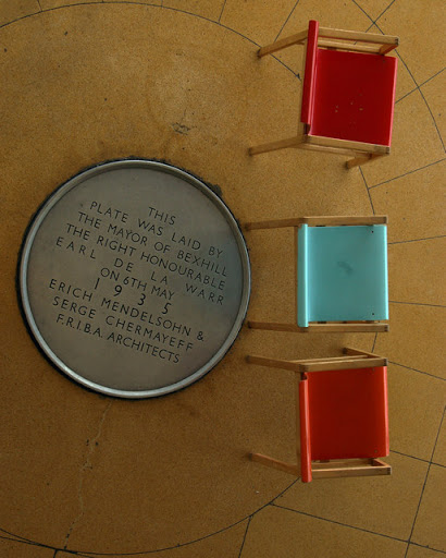 Chairs and commemorative plaque, De La Warr Pavilion