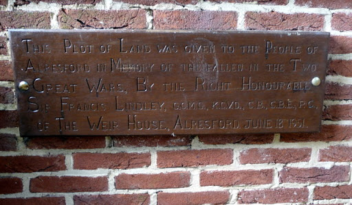 Plaque, Memorial Garden, Alresford, Hampshire