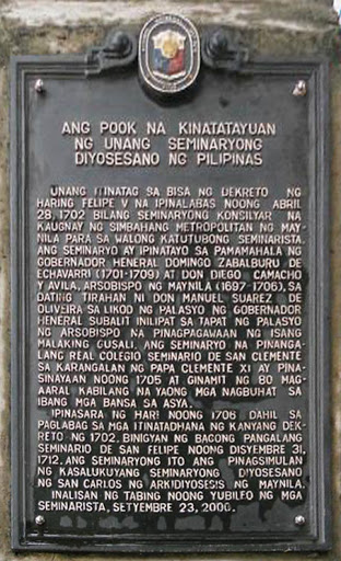 The Site of the First Diocesan Seminary of the Philippines historical marker