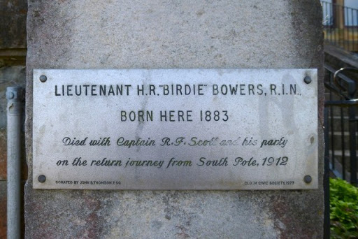 Plaque at birthplace of Birdie Bowers