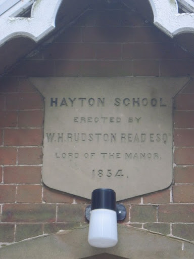 Hayton  Village  Hall  plaque  over  door