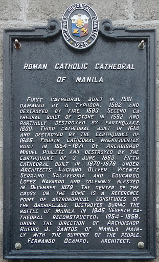Roman Catholic Cathedral of Manila historical marker