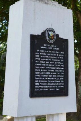 Birthplace of Manuel Luis Quezon historical marker