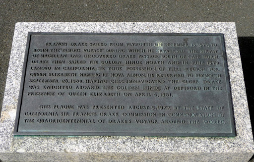 Plaque on Drake's Statue, The Hoe, Plymouth, Devon