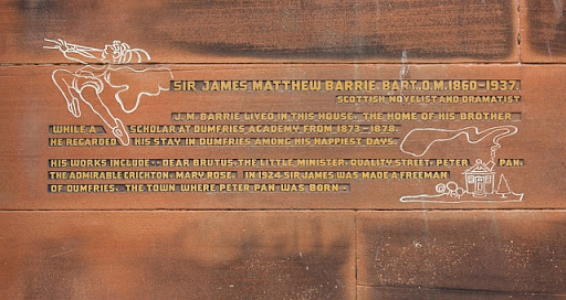 Peter Pan "plaque", Victoria Terrace, Dumfries